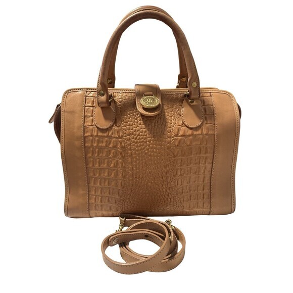 Brahmin Tuscan Crocs Embossed Leather satchel Crossbody Bag...